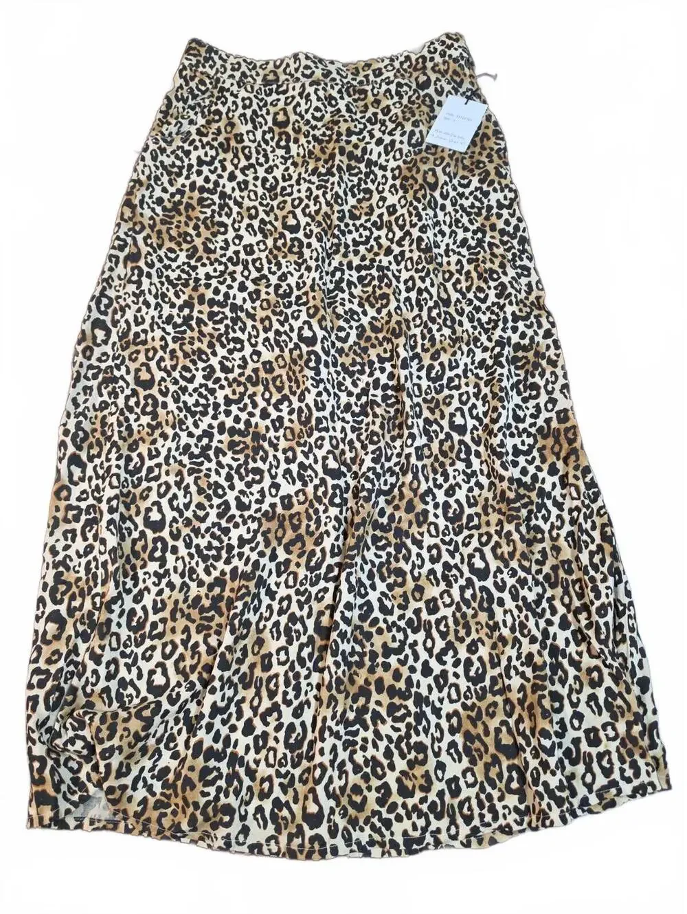 Japna Anthro Leopard Pull-On A-Line Maxi Skirt W Back Slit & Pockets Large NWT